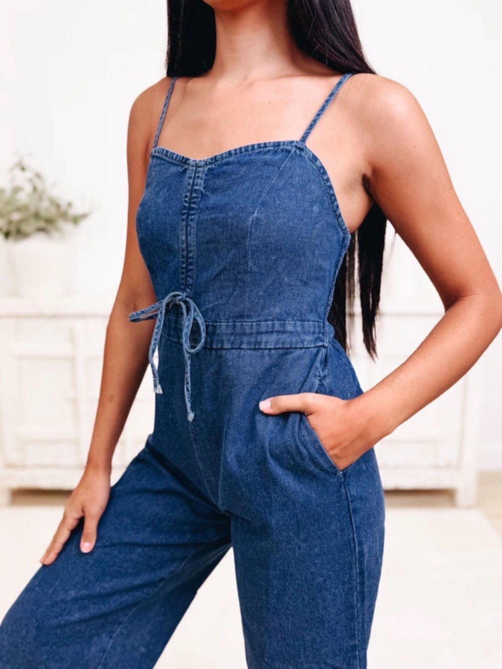 Bluivy sweetheart style front crop Jean jumpsuit